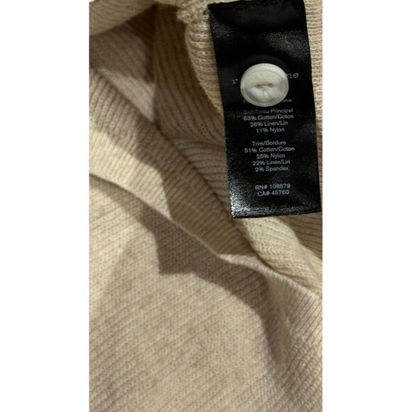 Rag & Bone Sz M Sweater Dina Button Up Light Wt Knit Spread Collar Beige classic - Picture 6 of 6